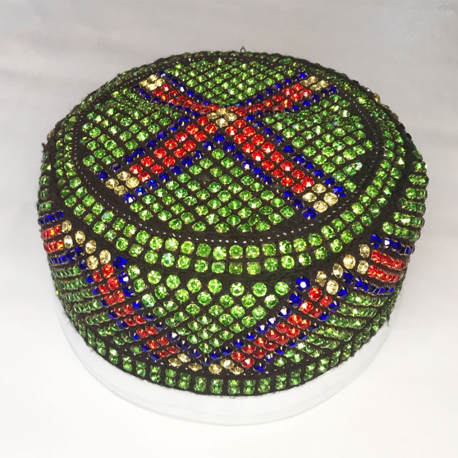 Multi Color Round Full Sindhi Nagina / Zircon Cap or Topi MKC-935